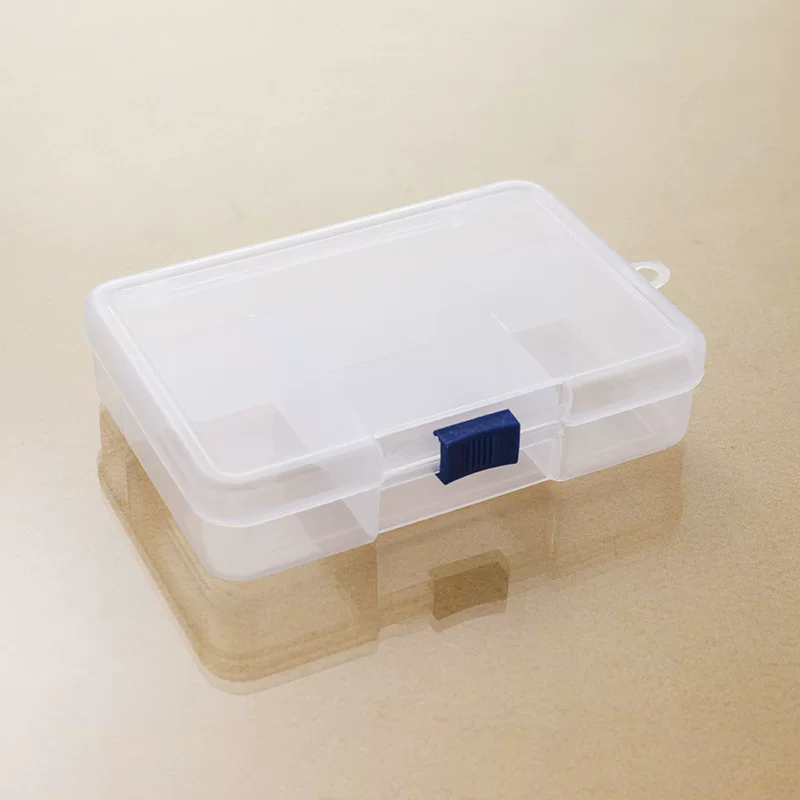Plastic electronic ring, earrings, accessory, transparent storage box, 5 cells, clips included