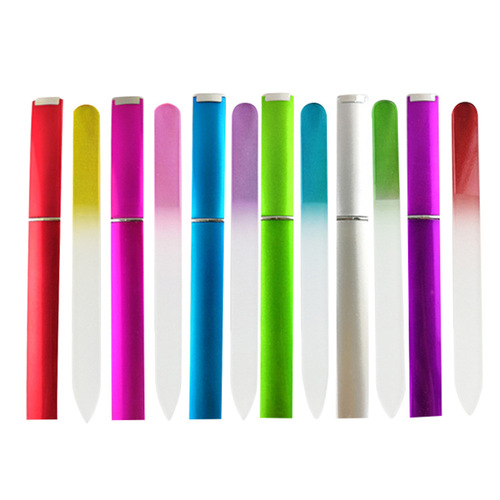 Nail Set with Colored Crystal Glass Nail File, Grinding and Polishing Nail Care Tool, Sandblasted Glass Nail File
