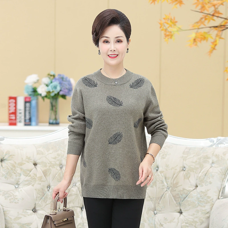 926 Утолщенный свитер плюс удобрение для увеличения шерсти для людей среднего и пожилого возраста на половину шерстяной свитер с высоким воротом 200 Джин Толстая шерсть для матери 58,6%