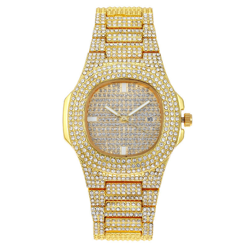 Cross-border hot foreign trade gypsophila rhinestone quartz watch full diamond band calendar ladies watch steel band watch women Wholesale