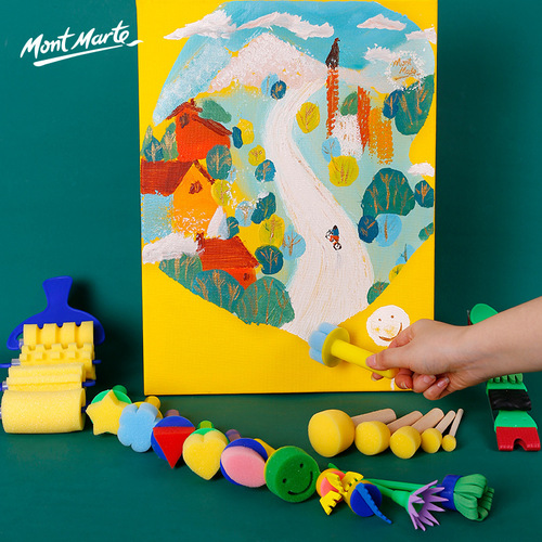 Children's painting brush, gouache sponge, seal, pigment rubbing, sponge stick painting tool, children's EVA painting brush 27-piece set