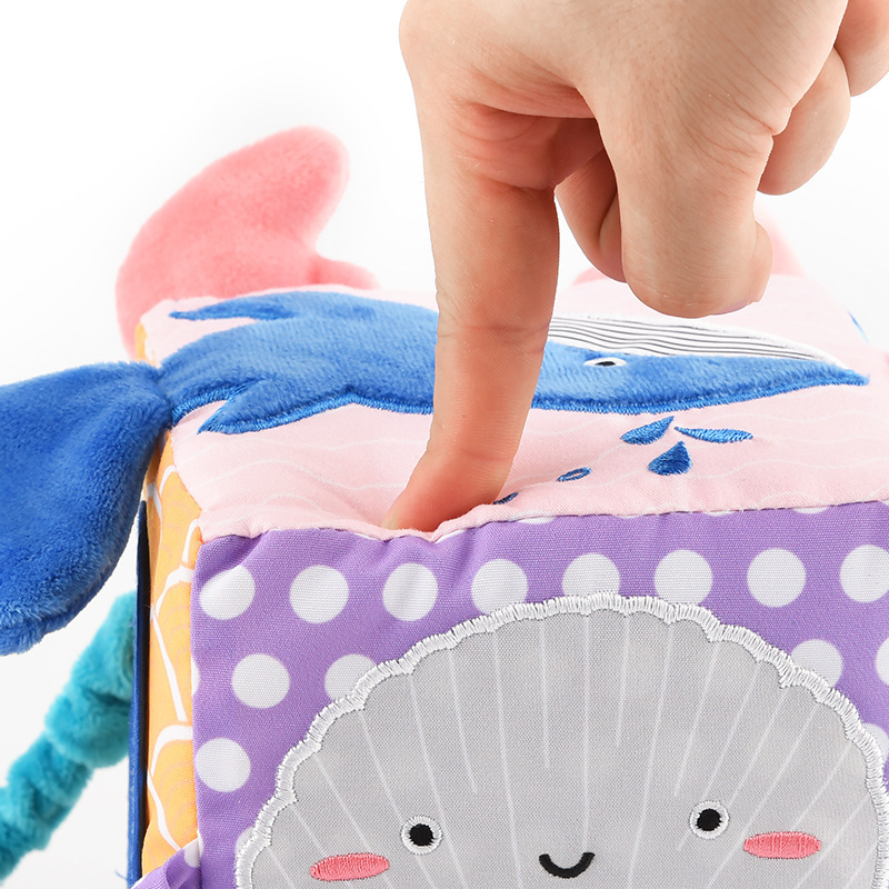 Bebé educativo de peluche de juguete cama de sonajero Campana Marina sensorial BOLA DE 6 lados de inteligencia cognitiva teether bloque de construcción coche cama colgante