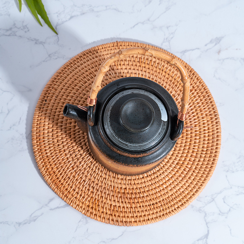 Vietnam ratán taza estera tazón de plato estera de aislamiento traje tetera estera plato estera de mesa juego de té estera de paja