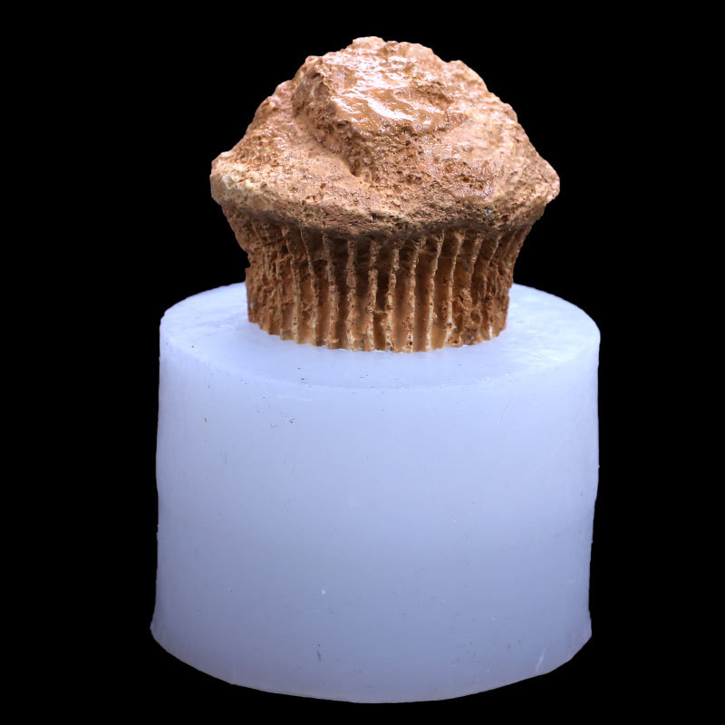 Tridimensional muffin taza queso forma aromaterapia yeso silicona molde Fondant chocolate simulación vela aromaterapia molde