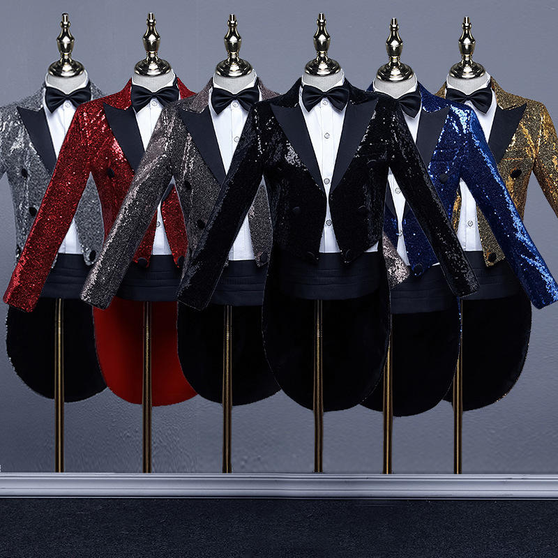 儿童燕尾服男演出服童礼服模特钢琴走秀比赛主持人花童大童服装秀