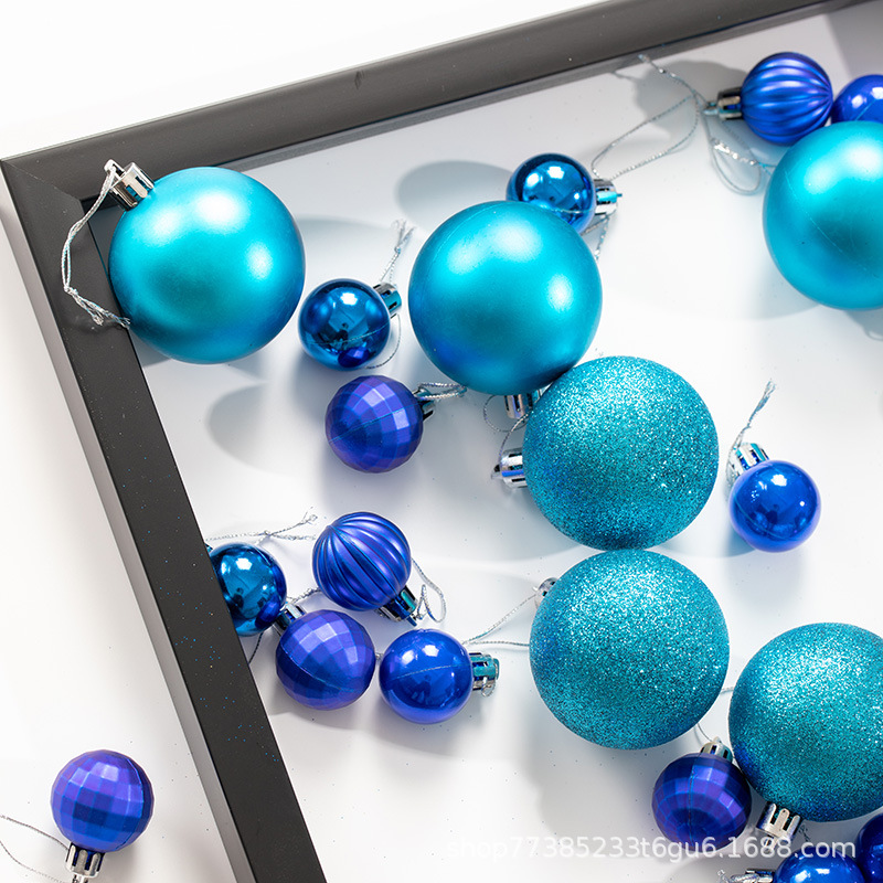 6 / 8 / 10cm lago azul de Navidad cielo azul galvanizado bola colgante decoración navideña ventanas de hotel decoración del centro comercial