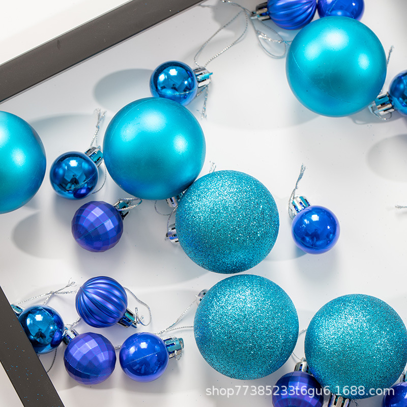 6 / 8 / 10cm lago azul de Navidad cielo azul galvanizado bola colgante decoración navideña ventanas de hotel decoración del centro comercial