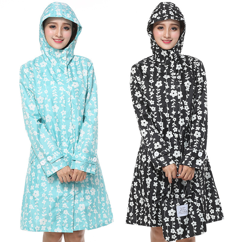 Japanese Style Fashionable Raincoat Light and Thin Korean Style Mid-Length Tight Waist Slim-Fit Drifting and Water-Playing Travel Mountaineering Poncho Fresh Coat