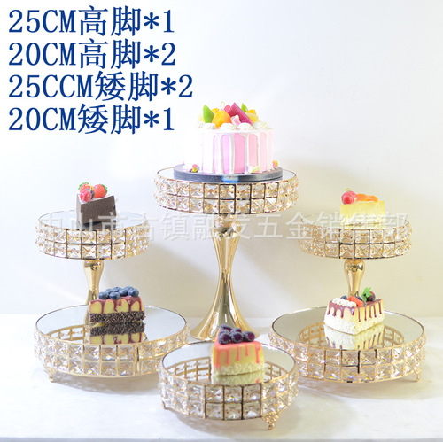 New small square crystal cake stand golden wedding cake table dessert snack display stand baking high bracket