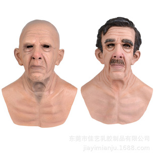 Halloween new grandpa wig old man mask headgear factory direct supply bald old man head horror mask