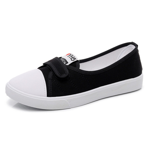 2024 Spring New White Canvas Women's Shoes Korean Style Versatile Breathable Shallow Mouth Casual Lazy Slip-On Cloth Shoes