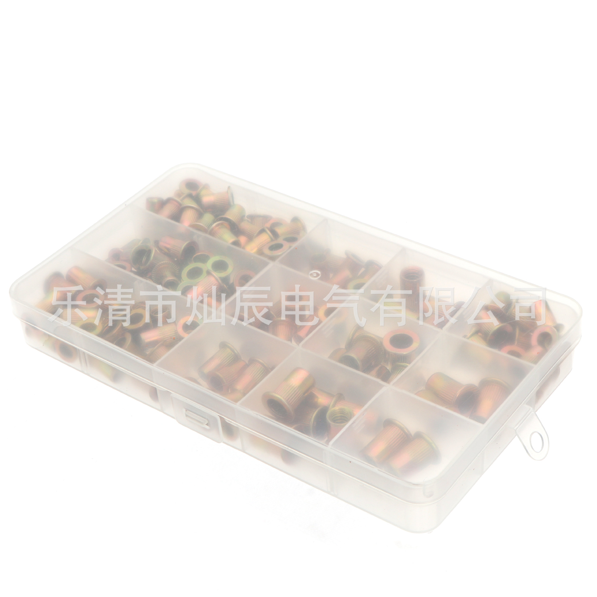 平头铆螺母竖纹盒装 150pcs英制镀彩锌钢拉铆螺母圆柱形压铆螺母