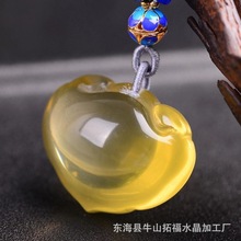 厂家批发 天然黄水晶如意锁吊坠项链搭配茶晶珠链女士水晶毛衣链