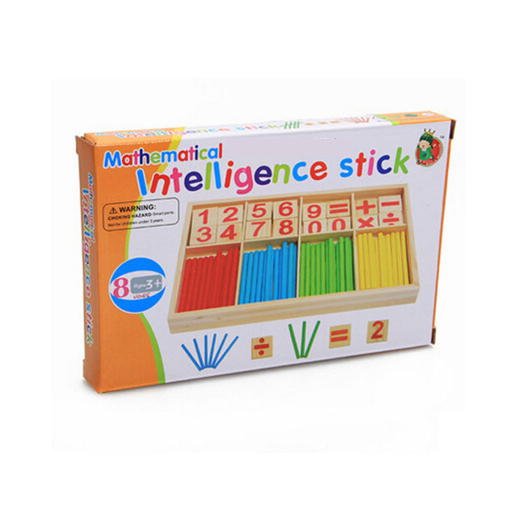 Transfronterizo de niños Montessori digital stick caja de hierro contando palo de cálculo de madera rack de jardín de infantes aritmética adición y resta material didáctico