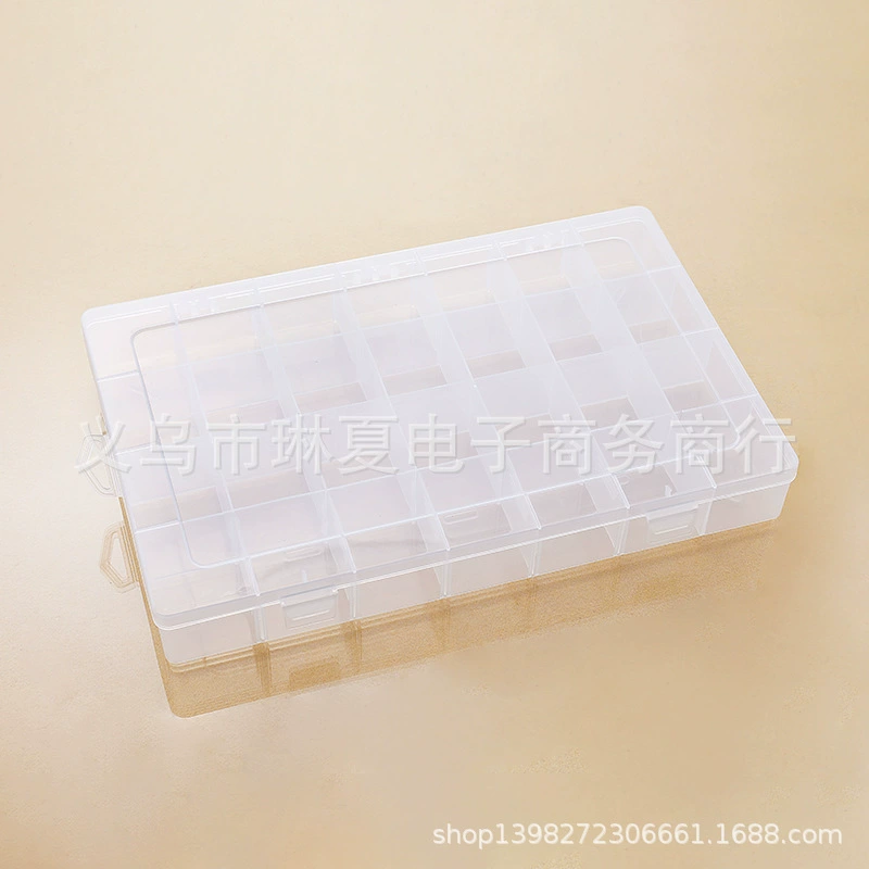 28-grid part fixed transparent plastic box letter paste jewelry beaded manicure desktop storage box