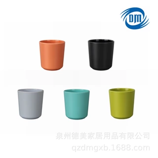 可定制 竹纤维口杯 多色彩色杯子 仿瓷密胺餐具磨砂水杯茶杯