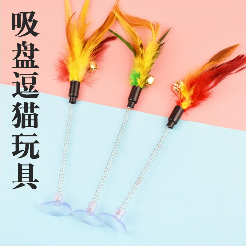 Присоска пружинная забавная игрушка для кошек качели Весенняя забавная кошачья палка со звуком колокольчик кошачья палка