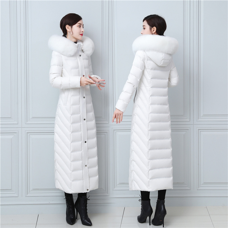 Bright Down Jacket Women's Long Over-knee Slim-fit Thickened Long Plus Super Long to Ankle Real Fox Fur Collar 90 White Duck Down Jacket Bright Down Jacket Women's Long Over-knee Slim-fit Thickened Long Plus Super Long to Ankle Real Fox Fur Collar 90 White Duck Down Jacket
