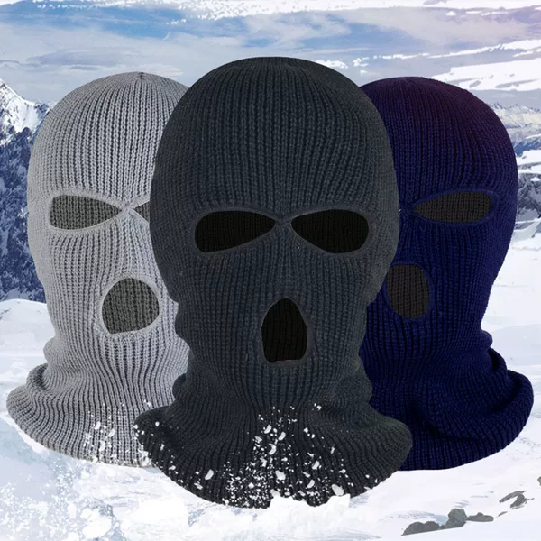 Three-Hole Double-Hole Hood, Winter Warm Balaclava, Knitted Motorcycle Mask, Cycling Hood