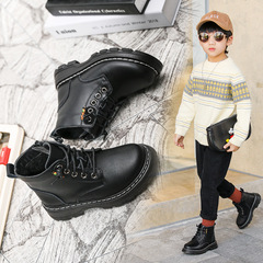 Boys Martin Boots 2023 Autumn/Winter New Korean Version Medium and Large Children Casual Leather Boots Stylish Breathable Children's Cotton Boots Wholesale