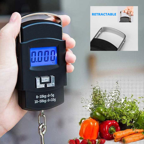 Cross-border factory direct sales 50kg stainless steel hook scale portable backlit portable scale luggage scale A08 electronic scale
