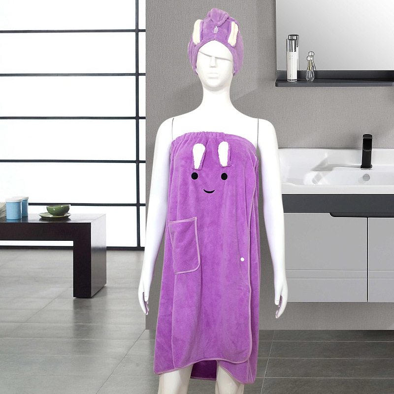 퍼플 (목욕 스커트 + 헤어 모자)