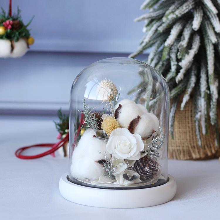 Regalo del Día de la Madre, rosa real en cristal con cubierta de algodón, regalo de cumpleaños para novia, flor eterna de Yunnan, flor eterna creativa.