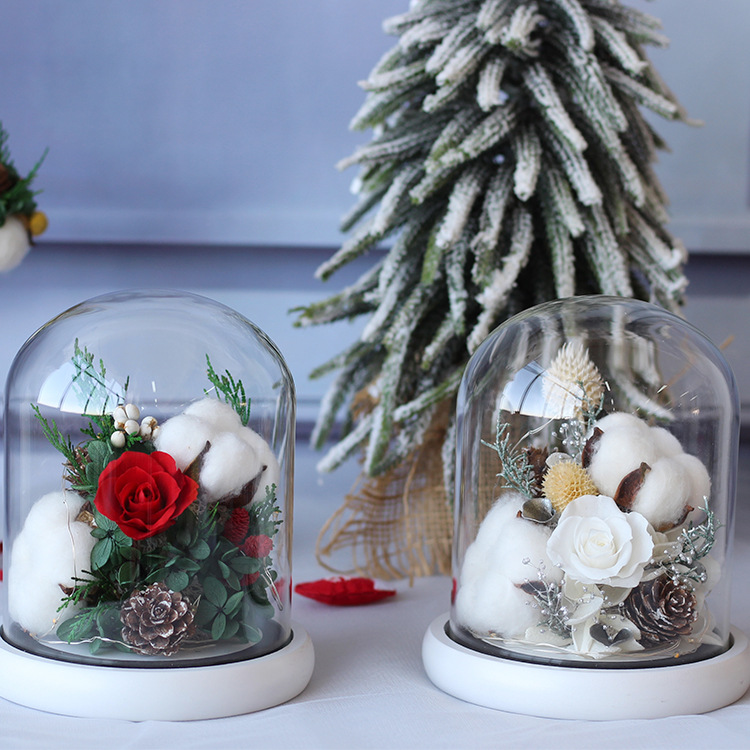 Regalo del Día de la Madre, rosa real en cristal con cubierta de algodón, regalo de cumpleaños para novia, flor eterna de Yunnan, flor eterna creativa.