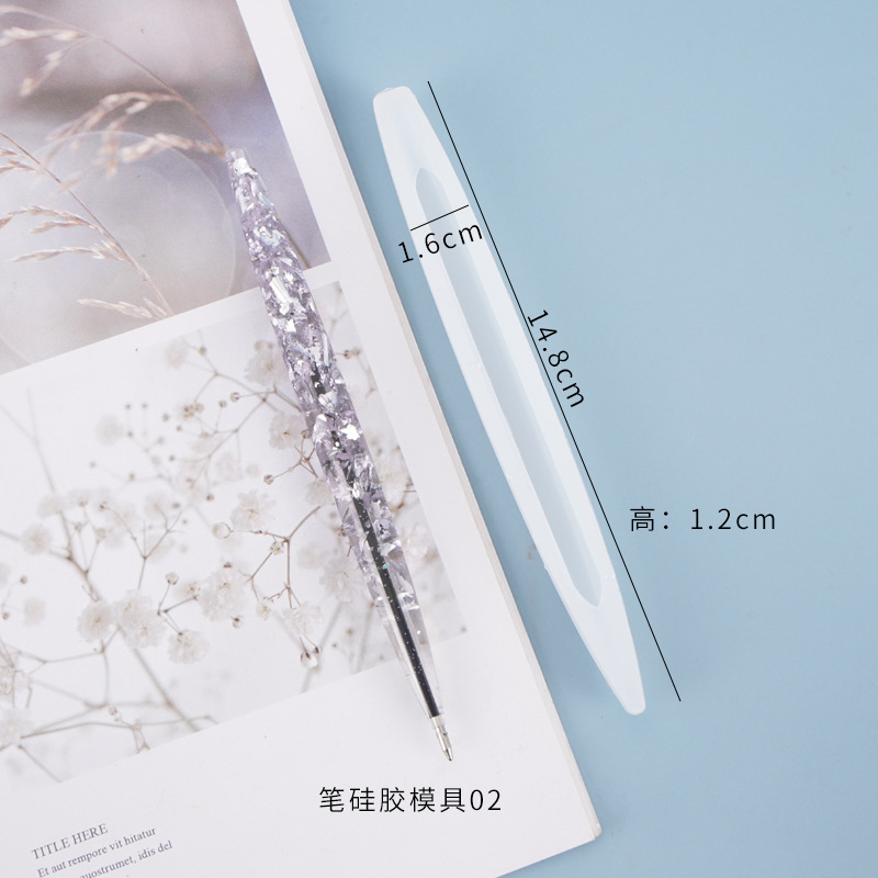 Yu meiren DIY cristal epoxi molde pluma bolígrafo papelería casera suministros de oficina espejo molde de silicona