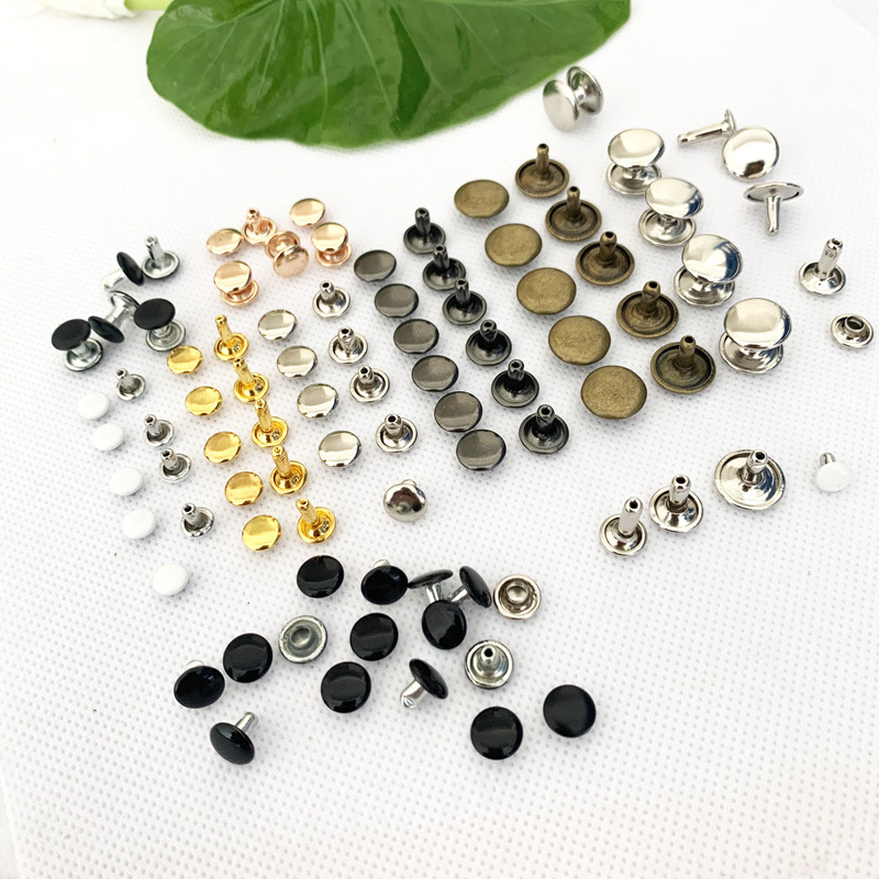 Flat stud DIY luggage accessories double-sided round cap stud leather printed matter fixed gold flat Rivet