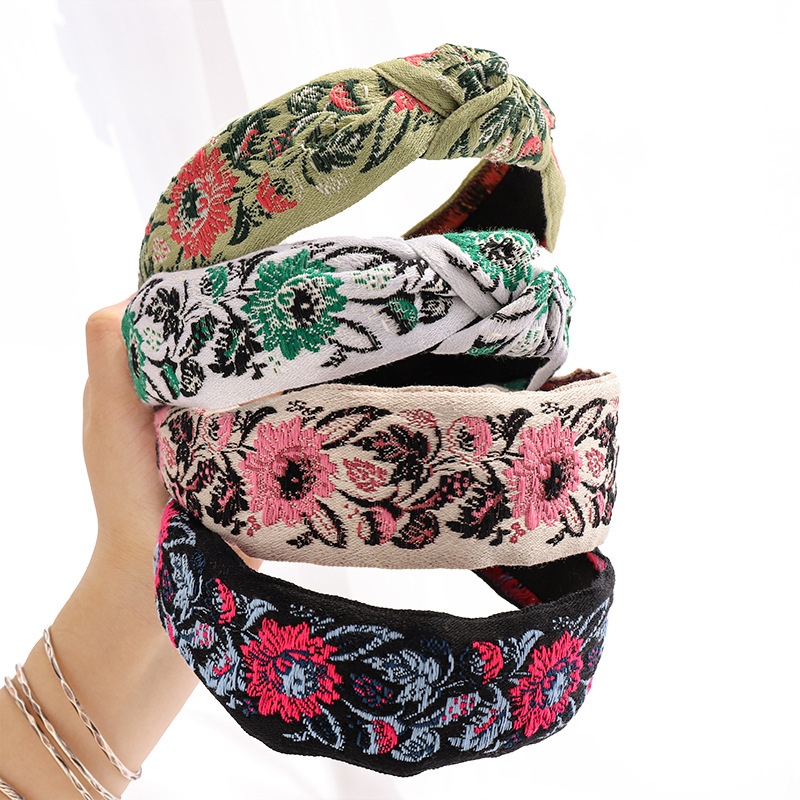 Estilo coreano nueva diadema moda red mismo estilo bordado flor tela diadema horquilla de la muchacha del otoño y el invierno accesorios para el cabello F161