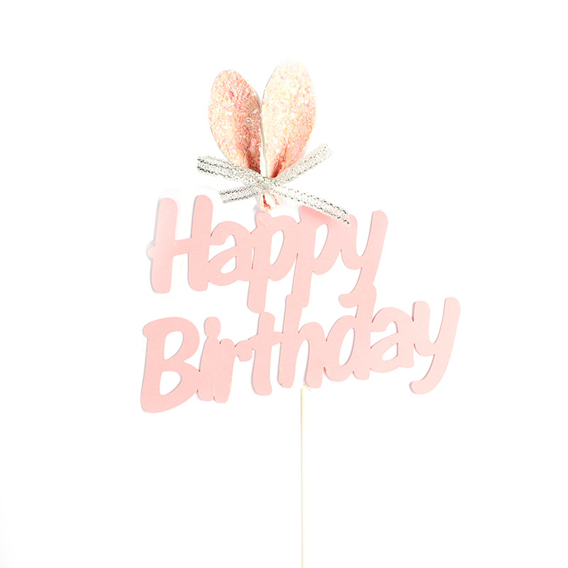 Baking Cake Decoration ins Style Small Fresh and MengMeng Rabbit Ear hb Mesh Bow Plug-in Birthday Cake Plug-in