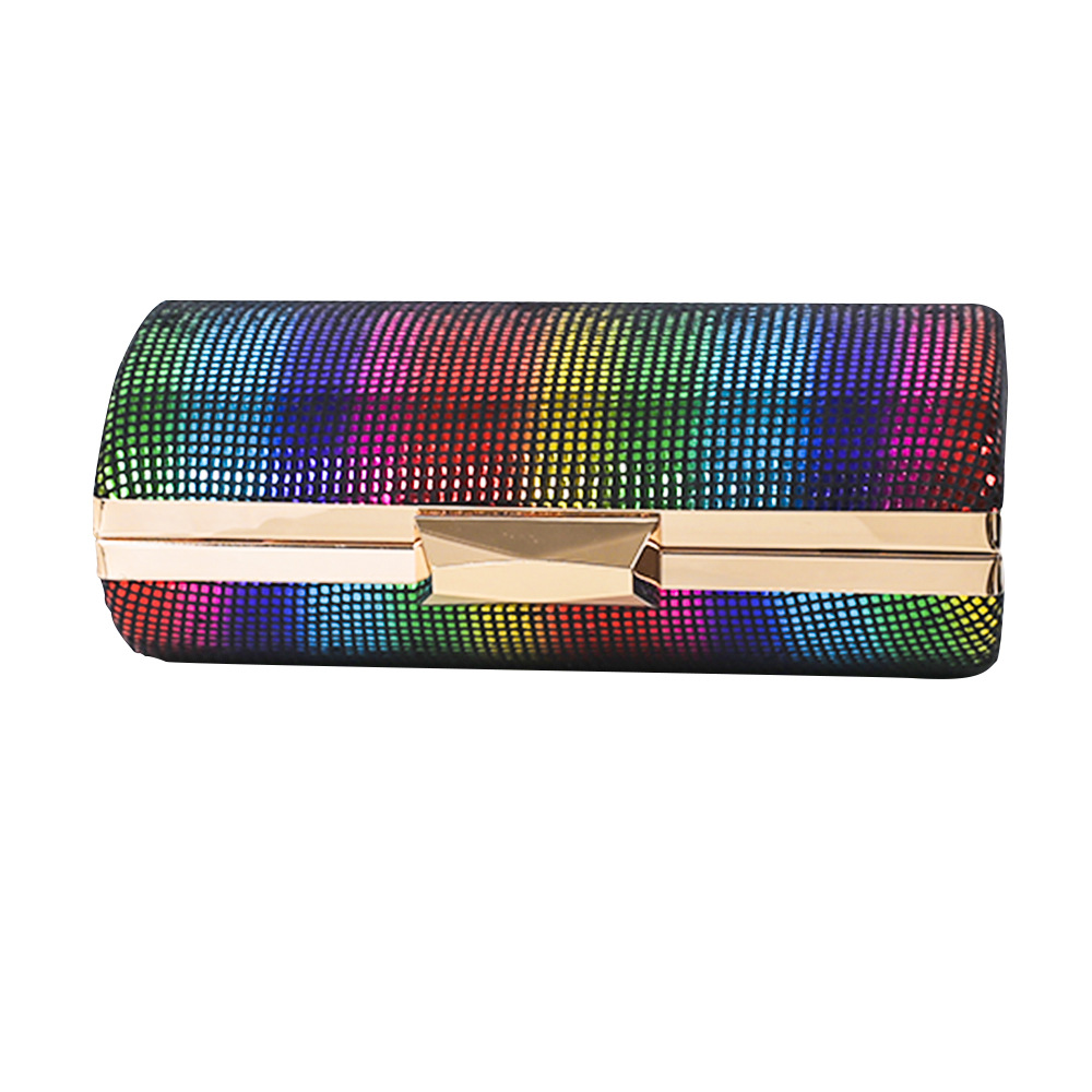 Nueva PU de las mujeres bolso de noche elegante bolso de Noche del arco iris del embrague del todo-fósforo hombro bolsa de la cadena de entrega transfronteriza