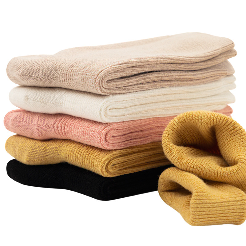 Calcetines de mujer otoño e invierno nuevo algodón casual rayas desodorante transpirable calcetines de media pantorrilla calcetines de color sólido doble aguja ins algodón calcetines de mujer