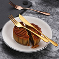 不锈钢餐具套装蛋糕月饼刀叉礼品镜面水果叉金色光身刀叉2件套