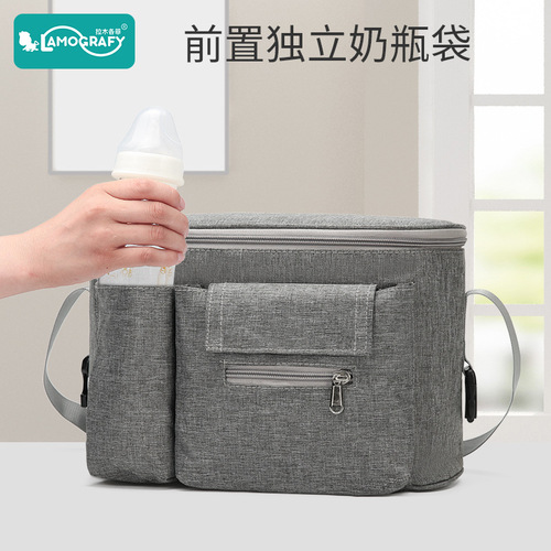 Cross-border multifunctional baby stroller hanging bag large capacity portable stroller hanging bag bottle storage storage mommy bag