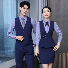 男女同款马甲职业装衬衫套装珠宝店酒店前台收银餐厅服务员工作服