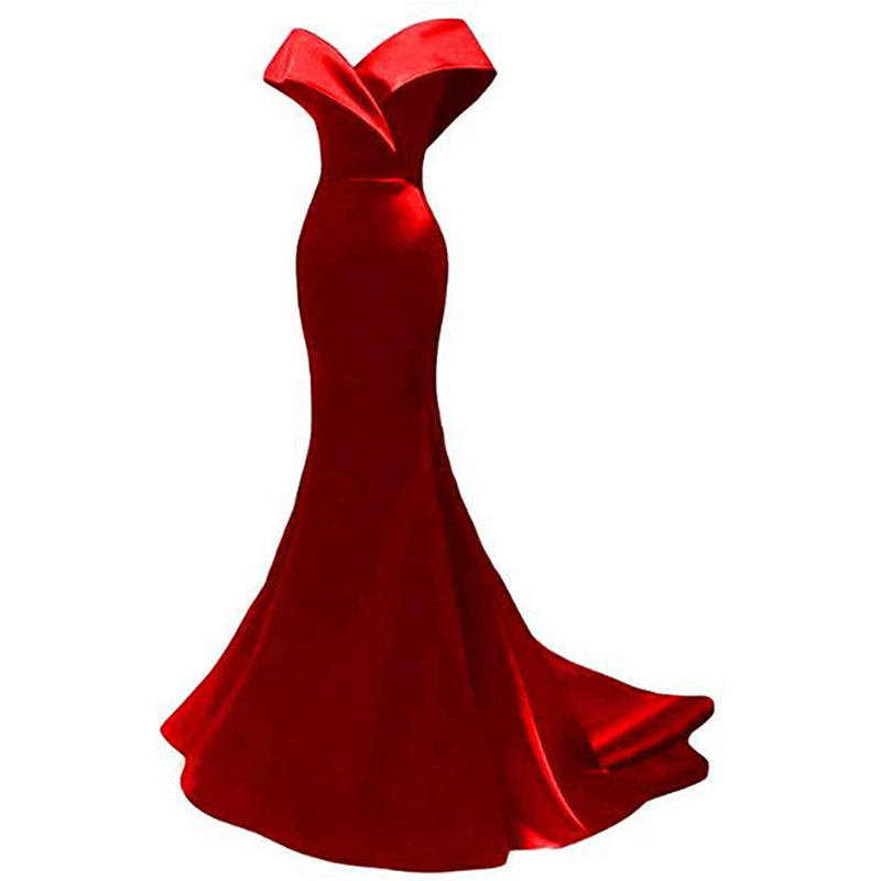 Off-Shoulder Mermaid Ball Gown Factory Long Satin Evening Gown Formal Party Gown Sexy Evening Gown