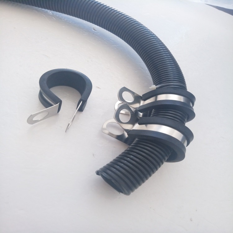 宝鸡福莱通生产包胶不锈钢线夹 波纹管紧固夹R型-U型