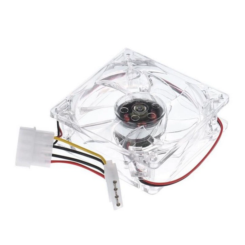 Прямые поставки с завода 8025 8 см LED-вентилятор для корпуса компьютера, прозрачный охлаждающий вентилятор шасси