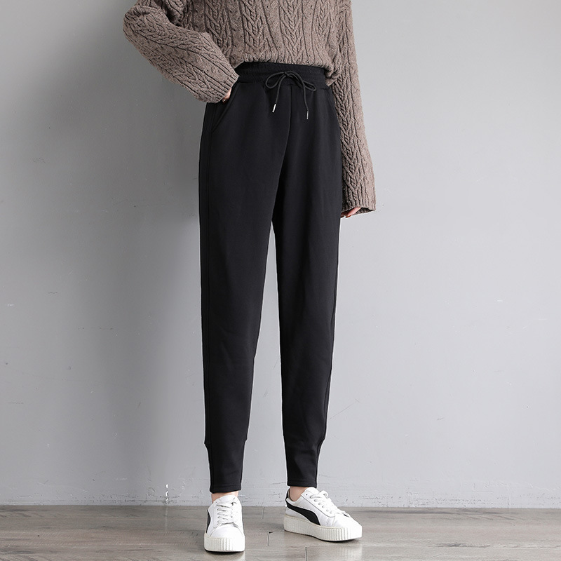 Velvet sports pants women's pants loose toe fall/winter 2021 New slim Harlan long casual pants 166F