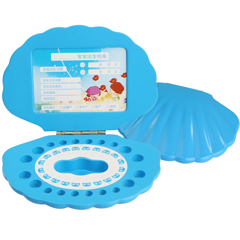 Caja de almacenamiento de dientes de leche de concha Caja conmemorativa de preservación de dientes de leche de bebé de bebé de niña Caja de colección de dientes de bebé de niño