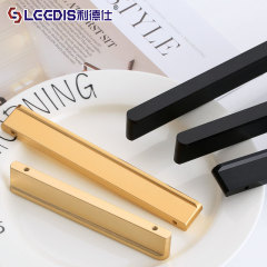 Manufacturer Direct Sales Modern Simple Aluminum Alloy Door Handles American Gold Polished Finish Wardrobe Cabinet Long Door Pull