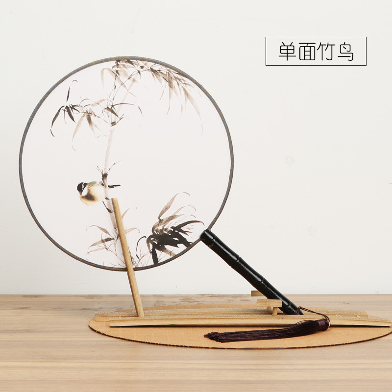 Hanfu de una sola cara abanico redondo de seda de tela de estilo antiguo abanico de palacio de estilo chino artístico retro ventilador redondo al por mayor regalo de artesanía de baile