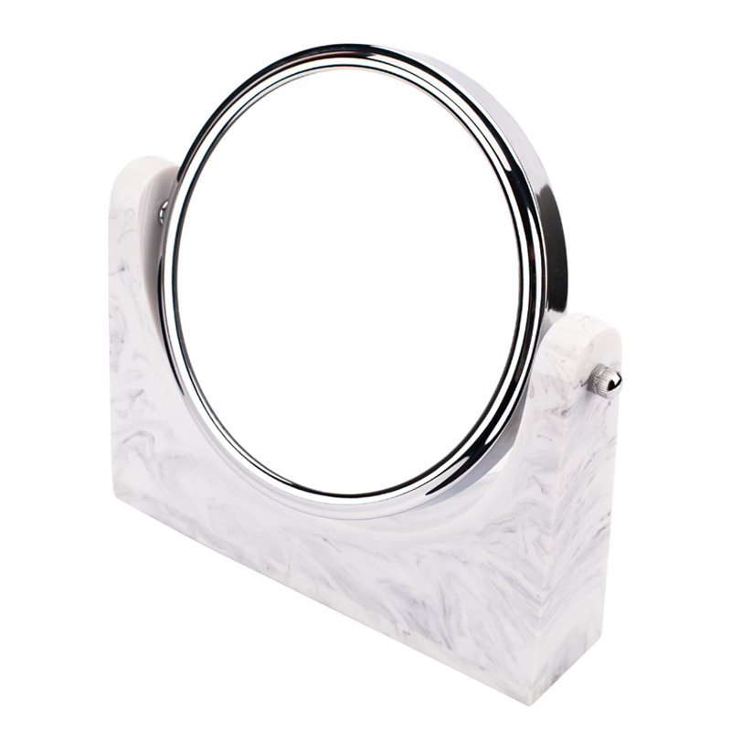 Espejo de escritorio de gama alta de mármol de imitación HD espejo de tocador de doble cara espejo de escritorio dormitorio giratorio ampliado espejo cosmético del baño