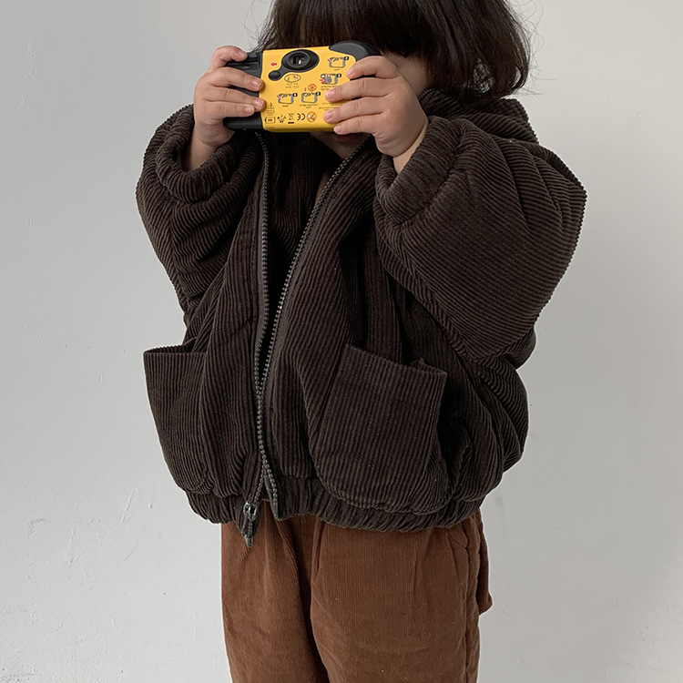 Invierno de moda nuevo estilo niños y niñas estilo japonés y coreano ins vintage PANA gruesa cremallera cardigan Coat