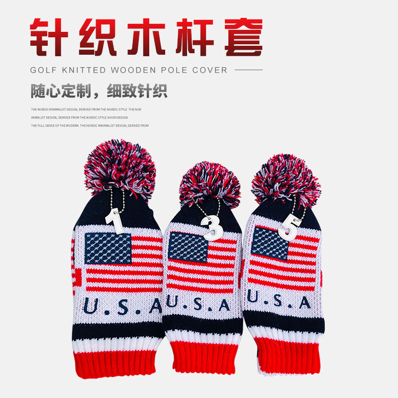 Transfronterizo Amazon Venta caliente Club de Golf conjunto de lana de punto de tres piezas Conjunto Fuente de fábrica al por mayor entrega de una sola pieza