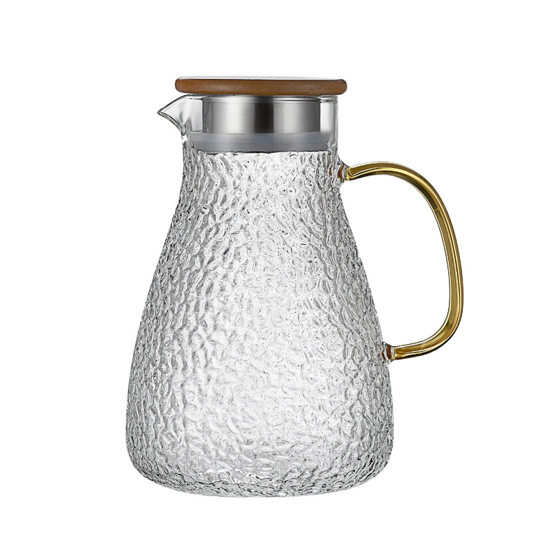 Fábrica al por mayor patrón de martillo botella de agua fría hogar gran capacidad material de borosilicato botella de agua fría cuatro estaciones disponibles olla de jugo