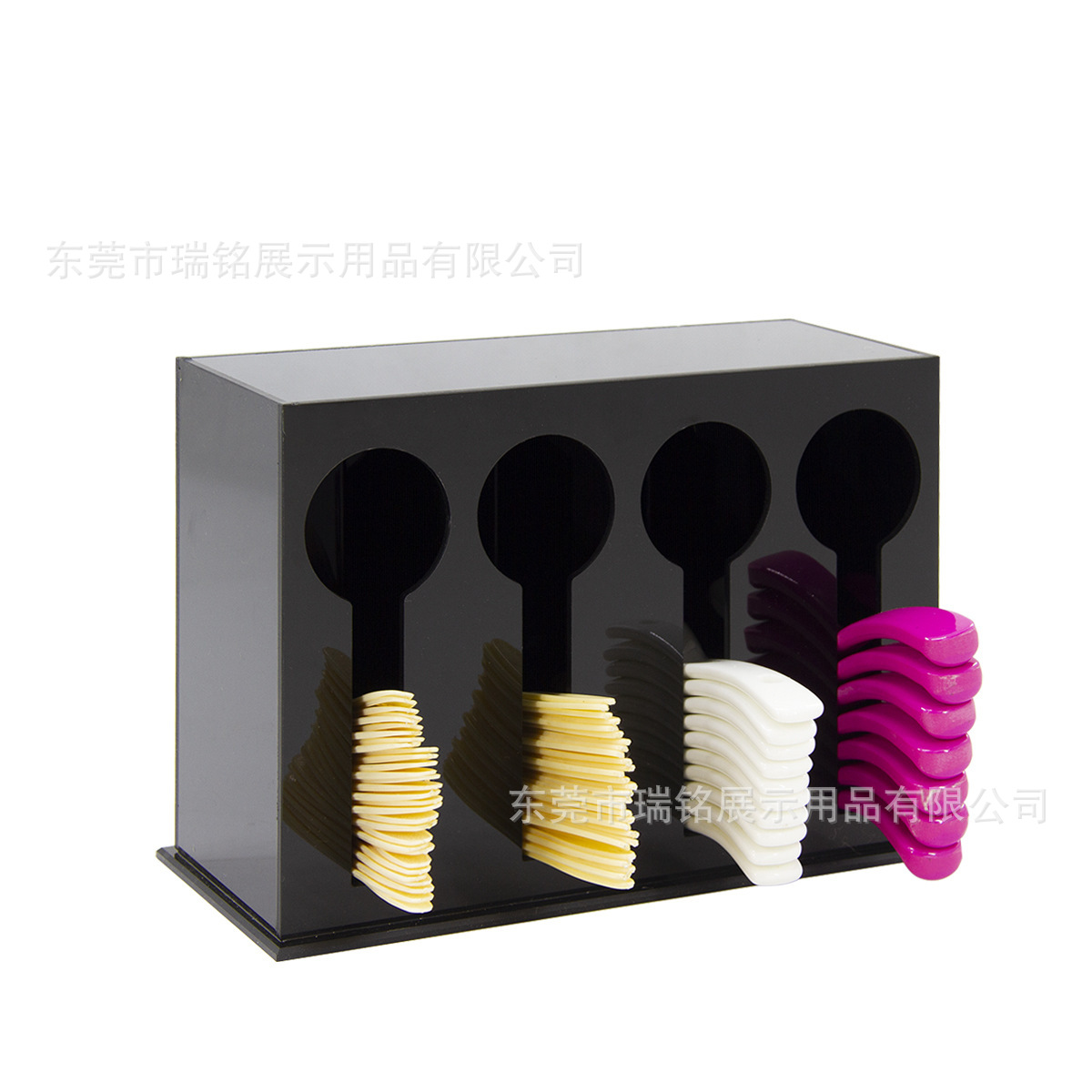 加工外卖勺子储物箱食堂快餐店有机玻璃勺架亚克力黑色勺子收纳架
