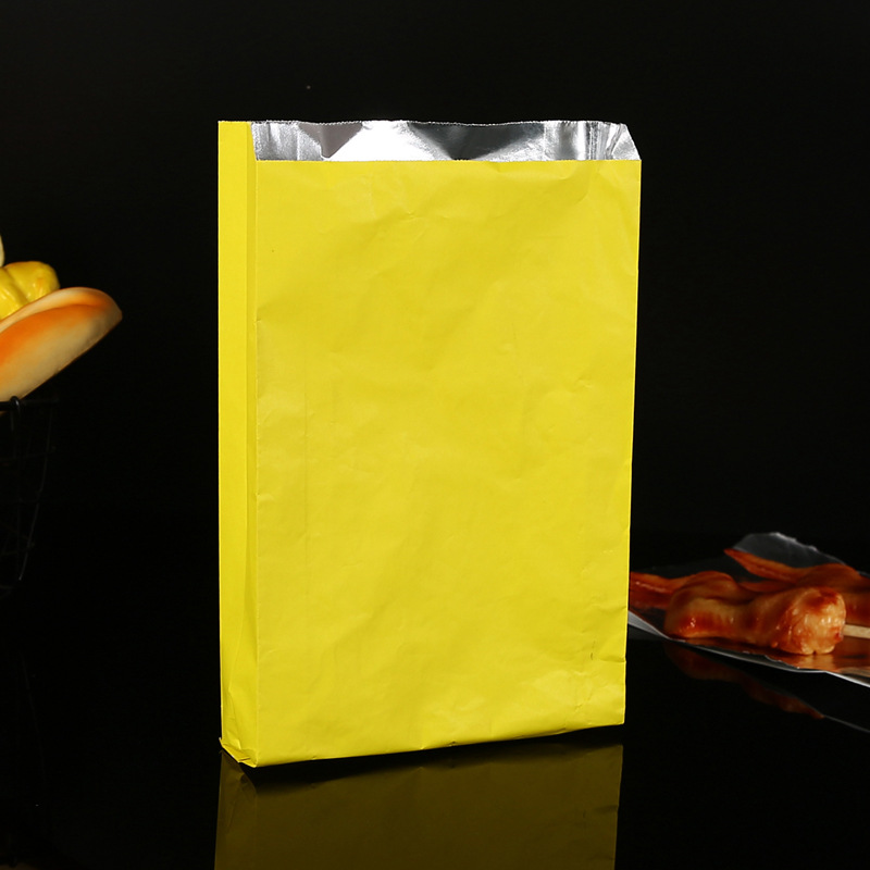 Personalizado a prueba de aceite de estaño bolsa de papel snack pollo frito cadena frita bolsa de comida bolsa de papel de aluminio aislado para llevar barbacoa vaca bolsa de embalaje